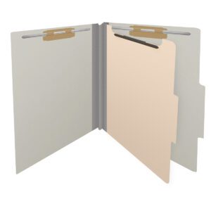 25 Pt. Pressboard Classification Folders, 2/5 Cut ROC Top Tab, Letter Size, 1 Divider, Light Grey (Box of 10) - Image 4