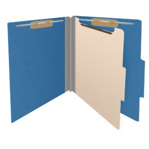 25 Pt. Pressboard Classification Folders, 2/5 Cut ROC Top Tab, Letter Size, 1 Divider, Blue (Box of 10) - Image 4
