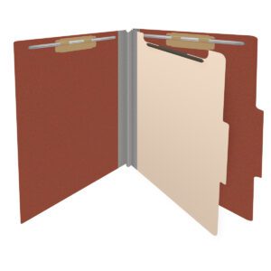 25 Pt. Pressboard Classification Folders, 2/5 Cut ROC Top Tab, Letter Size, 1 Divider, Brick Red (Box of 10) - Image 4