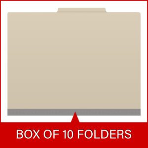 25 Pt. Pressboard Classification Folders, 2/5 Cut ROC Top Tab, Letter Size, 1 Divider, Manila (Box of 10) - Image 6