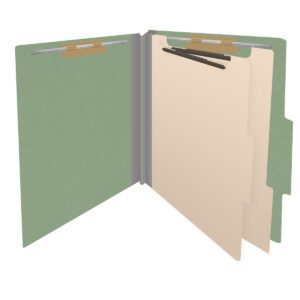 25 Pt. Pressboard Classification Folders, 2/5 Cut ROC Top Tab, Letter Size, 2 Dividers, Green (Box of 10) - Image 4