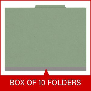 25 Pt. Pressboard Classification Folders, 2/5 Cut ROC Top Tab, Letter Size, 2 Dividers, Green (Box of 10) - Image 6