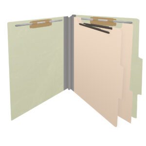 25 Pt. Pressboard Classification Folders, 2/5 Cut ROC Top Tab, Letter Size, 2 Dividers, Light Green (Box of 10) - Image 4
