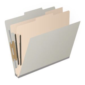 25 Pt. Pressboard Classification Folders, 2/5 Cut ROC Top Tab, Letter Size, 2 Dividers, Light Grey (Box of 10) - Image 2