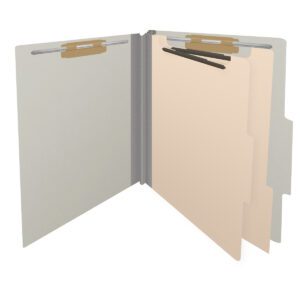 25 Pt. Pressboard Classification Folders, 2/5 Cut ROC Top Tab, Letter Size, 2 Dividers, Light Grey (Box of 10) - Image 4