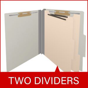 25 Pt. Pressboard Classification Folders, 2/5 Cut ROC Top Tab, Letter Size, 2 Dividers, Light Grey (Box of 10) - Image 8