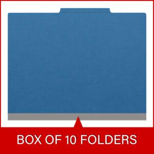 25 Pt. Pressboard Classification Folders, 2/5 Cut ROC Top Tab, Letter Size, 2 Dividers, Blue (Box of 10) - Image 6