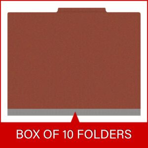 25 Pt. Pressboard Classification Folders, 2/5 Cut ROC Top Tab, Letter Size, 2 Dividers, Brick Red (Box of 10) - Image 6
