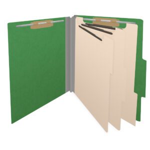 25 Pt. Pressboard Classification Folders, 2/5 Cut ROC Top Tab, Letter Size, 3 Dividers, Green (Box of 10) - Image 4