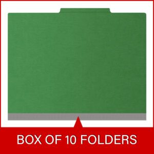 25 Pt. Pressboard Classification Folders, 2/5 Cut ROC Top Tab, Letter Size, 3 Dividers, Green (Box of 10) - Image 6