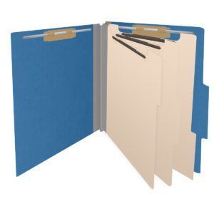 25 Pt. Pressboard Classification Folders, 2/5 Cut ROC Top Tab, Letter Size, 3 Dividers, Royal Blue (Box of 10) - Image 4