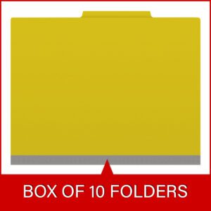 25 Pt. Pressboard Classification Folders, 2/5 Cut ROC Top Tab, Letter Size, 3 Dividers, Yellow (Box of 10) - Image 6
