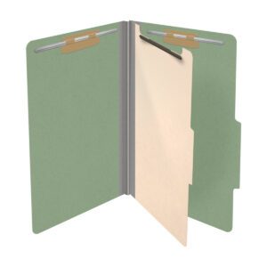 25 Pt. Pressboard Classification Folders, 2/5 Cut ROC Top Tab, Legal Size, 1 Divider, Green (Box of 10) - Image 4