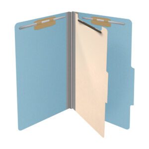 25 Pt. Pressboard Classification Folders, 2/5 Cut ROC Top Tab, Legal Size, 1 Divider, Light Blue (Box of 10) - Image 4
