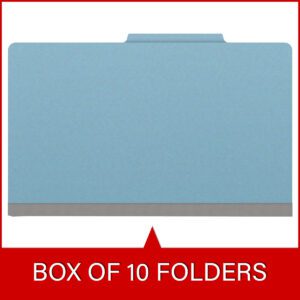 25 Pt. Pressboard Classification Folders, 2/5 Cut ROC Top Tab, Legal Size, 1 Divider, Light Blue (Box of 10) - Image 6