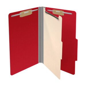 25 Pt. Pressboard Classification Folders, 2/5 Cut ROC Top Tab, Legal Size, 1 Divider, Red (Box of 10) - Image 4