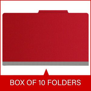 25 Pt. Pressboard Classification Folders, 2/5 Cut ROC Top Tab, Legal Size, 1 Divider, Red (Box of 10) - Image 6