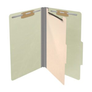 25 Pt. Pressboard Classification Folders, 2/5 Cut ROC Top Tab, Legal Size, 1 Divider, Light Green (Box of 10) - Image 4