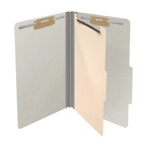 25 Pt. Pressboard Classification Folders, 2/5 Cut ROC Top Tab, Legal Size, 1 Divider, Light Grey (Box of 10) - Image 4