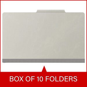 25 Pt. Pressboard Classification Folders, 2/5 Cut ROC Top Tab, Legal Size, 1 Divider, Light Grey (Box of 10) - Image 6
