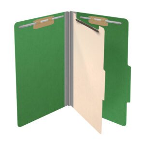 25 Pt. Pressboard Classification Folders, 2/5 Cut ROC Top Tab, Legal Size, 1 Divider, Green (Box of 10) - Image 4