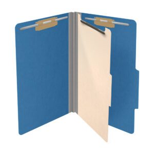 25 Pt. Pressboard Classification Folders, 2/5 Cut ROC Top Tab, Legal Size, 1 Divider, Blue (Box of 10) - Image 4