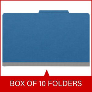 25 Pt. Pressboard Classification Folders, 2/5 Cut ROC Top Tab, Legal Size, 1 Divider, Blue (Box of 10) - Image 6