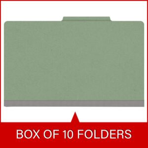25 Pt. Pressboard Classification Folders, 2/5 Cut ROC Top Tab, Legal Size, 2 Dividers, Green (Box of 10) - Image 6