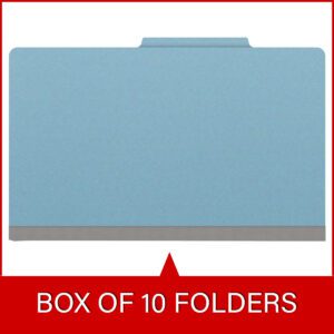 25 Pt. Pressboard Classification Folders, 2/5 Cut ROC Top Tab, Legal Size, 2 Dividers, Light Blue (Box of 10) - Image 6
