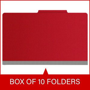 25 Pt. Pressboard Classification Folders, 2/5 Cut ROC Top Tab, Legal Size, 2 Dividers, Red (Box of 10) - Image 6