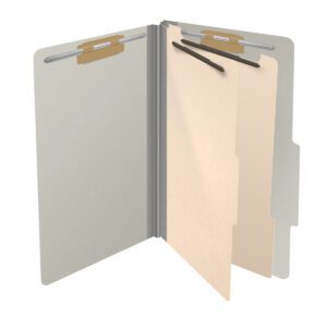 25 Pt. Pressboard Classification Folders, 2/5 Cut ROC Top Tab, Legal Size, 2 Dividers, Light Grey (Box of 10) - Image 4