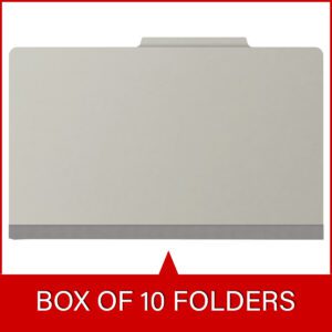 25 Pt. Pressboard Classification Folders, 2/5 Cut ROC Top Tab, Legal Size, 2 Dividers, Light Grey (Box of 10) - Image 6