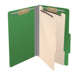 25 Pt. Pressboard Classification Folders, 2/5 Cut ROC Top Tab, Legal Size, 2 Dividers, Green (Box of 10) - Image 4
