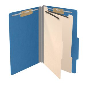 25 Pt. Pressboard Classification Folders, 2/5 Cut ROC Top Tab, Legal Size, 2 Dividers, Blue (Box of 10) - Image 4