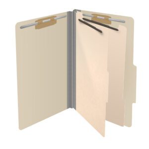 25 Pt. Pressboard Classification Folders, 2/5 Cut ROC Top Tab, Legal Size, 2 Dividers, Manila (Box of 10) - Image 4