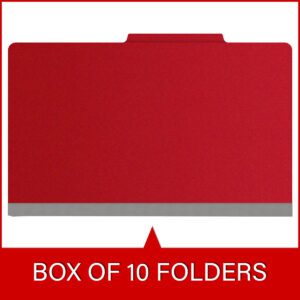 25 Pt. Pressboard Classification Folders, 2/5 Cut ROC Top Tab, Legal Size, 3 Dividers, Red (Box of 10) - Image 6
