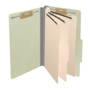 25 Pt. Pressboard Classification Folders, 2/5 Cut ROC Top Tab, Legal Size, 3 Dividers, Light Green (Box of 10) - Image 4