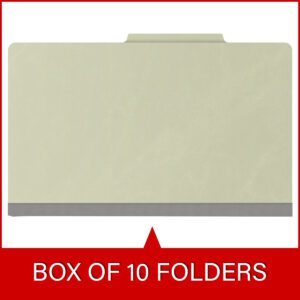 25 Pt. Pressboard Classification Folders, 2/5 Cut ROC Top Tab, Legal Size, 3 Dividers, Light Green (Box of 10) - Image 6