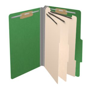 25 Pt. Pressboard Classification Folders, 2/5 Cut ROC Top Tab, Legal Size, 3 Dividers, Green (Box of 10) - Image 4
