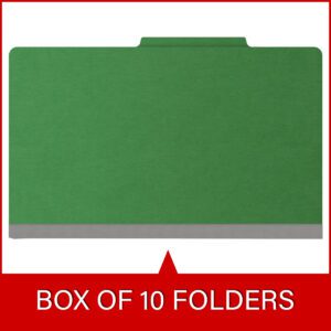 25 Pt. Pressboard Classification Folders, 2/5 Cut ROC Top Tab, Legal Size, 3 Dividers, Green (Box of 10) - Image 6