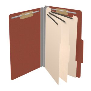 25 Pt. Pressboard Classification Folders, 2/5 Cut ROC Top Tab, Legal Size, 3 Dividers, Brick Red (Box of 10) - Image 4
