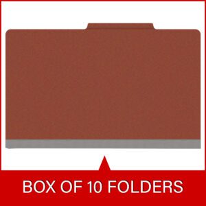 25 Pt. Pressboard Classification Folders, 2/5 Cut ROC Top Tab, Legal Size, 3 Dividers, Brick Red (Box of 10) - Image 6