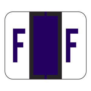 File Doctor Compatible Alpha Labels, Letter "F", Purple, Laminated Stock, 1" X 1-1/4" Individual Letters - Roll of 500 - Image 1
