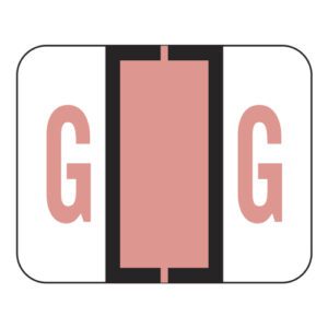 File Doctor Compatible Alpha Labels, Letter "G", Pink, Laminated Stock, 1" X 1-1/4" Individual Letters - Roll of 500 - Image 1