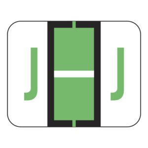 File Doctor Compatible Alpha Labels, Letter "J", Fluorescent Green, Laminated Stock, 1" X 1-1/4" Individual Letters - Roll of 500 - Image 1