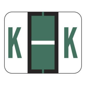 File Doctor Compatible Alpha Labels, Letter "K", Dark Green, Laminated Stock, 1" X 1-1/4" Individual Letters - Roll of 500 - Image 1