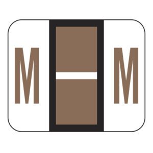 File Doctor Compatible Alpha Labels, Letter "M", Brown, Laminated Stock, 1" X 1-1/4" Individual Letters - Roll of 500 - Image 1