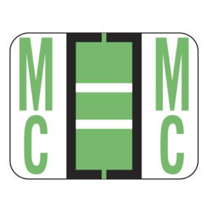 File Doctor Compatible Alpha Labels, Letter "Mc", Fluroscent Green, Laminated Stock, 1" X 1-1/4" Individual Letters - Roll of 500 - Image 1