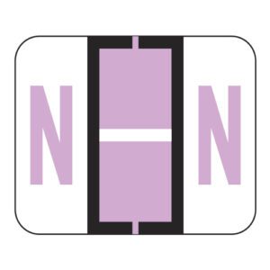 File Doctor Compatible Alpha Labels, Letter "N", Lilac, Laminated Stock, 1" X 1-1/4" Individual Letters - Roll of 500 - Image 1