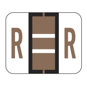 File Doctor Compatible Alpha Labels, Letter "R", Brown, Laminated Stock, 1" X 1-1/4" Individual Letters - Roll of 500 - Image 1